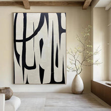 Load image into Gallery viewer, Bold Black - White Abstract Forms Abstract Canvas Painting, Perfect for Minimalist Gallery &amp; Chic Office Reception LargeART1133
