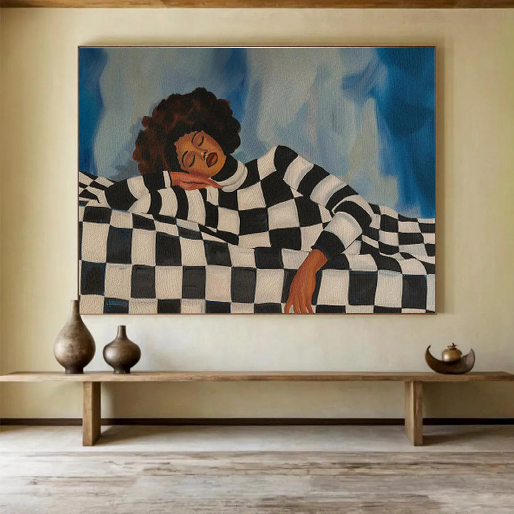 Well Rested Abstract Art Restful Woman Abstract Painting for Chic Bedroom & Self - Care Corner ...