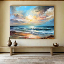 Load image into Gallery viewer, Seaside Sunset Oil Painting - Perfect for Coastal - Themed Living Rooms LargeART1607
