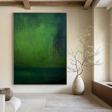 Load image into Gallery viewer, “Mystic Green Gradient” - Dark Green Abstract Art on Canvas DKH1188
