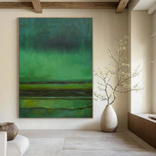 Load image into Gallery viewer, Large - Format Hand - painted Gradient Green Landscape Acrylic Art for Zen - Inspired Studies LargeART0190
