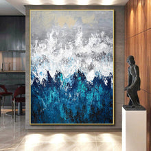 Load image into Gallery viewer, Massive Snowy Mountain Abstract Acrylic for Serene Bedroom LargeART0286
