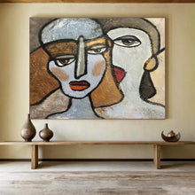 Load image into Gallery viewer, Cubist Abstract Figure Painting on Canvas - “Faces of Creativity” DKH719
