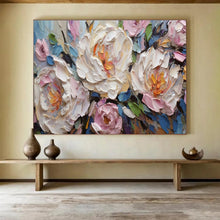 Load image into Gallery viewer, Textured Peonies “Soft Blooms” Painting on Canvas, Elegant Floral Art DKH891
