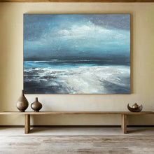 Load image into Gallery viewer, Hand - painted Substantial Blue Toned Seaside Acrylic Art for Calm Family Rooms LargeART1787
