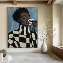 Load image into Gallery viewer, Blue - Black - White Abstract Portrait, Ideal for Stylish Home Office &amp; Modern Living Room LargeART2045
