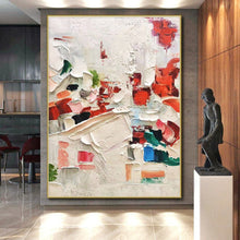 Load image into Gallery viewer, Custom Large Red - Accented Textured White Abstract - Perfect for Modern Dining Room &amp; Art - Centric Penthouse LargeART0731

