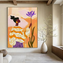 Load image into Gallery viewer, Colorful Abstract Figure &amp; Flower Art, Ideal for Bohemian Living Room &amp; Vibrant Sunroom LargeART2039
