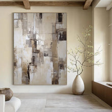 Load image into Gallery viewer, “Neutral Tones Abstract Composition” - Beige, Grey, White Abstract Art on Canvas DKH1307
