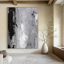 Load image into Gallery viewer, Grayscale Textured Abstract Canvas Painting, Suited for Industrial Chic Café &amp; Modern Art Studio LargeART1150
