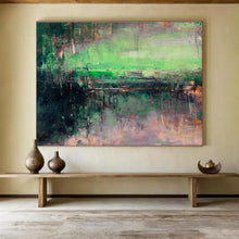 Load image into Gallery viewer, Green - Toned Abstract Landscape Painting On Canvas DKH395
