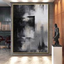 Load image into Gallery viewer, Hand - painted Substantial Black - White Abstract Silhouette Acrylic Art for Modern Studies LargeART0076
