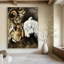 Load image into Gallery viewer, “Lion &amp; Lamb Harmony” - Symbolic Animal Art on Canvas DKH1452
