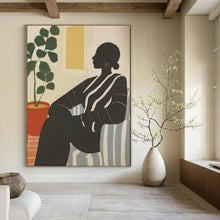 Load image into Gallery viewer, Black - White - Color Abstract Figure Art, Suited for Eclectic Bedroom &amp; Nature - Inspired Office LargeART2041
