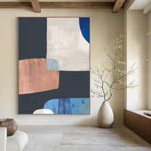 Load image into Gallery viewer, Geometric Color Harmony – Black, White, Blue, and Copper Abstract Shapes DTP200
