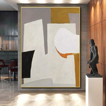 Load image into Gallery viewer, Gray, White, and Brown Geometric Shapes Acrylic Art - Suited for Contemporary Bedroom &amp; Art - focused Study LargeART0655
