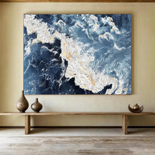 Load image into Gallery viewer, Blue Ocean Wave Abstract - Dynamic Living Room Art LargeART1528
