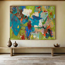Load image into Gallery viewer, “Green and Blue Abstract Energy” - Dynamic Abstract Acrylic, Great for Fitness Studio and Living Room DLZ237

