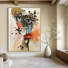 Load image into Gallery viewer, “Abstract Face Doodle” - Expressive Figurative Art on Canvas DKH1621
