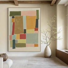 Load image into Gallery viewer, “Colorful Geometric Blocks” Abstract Modern Painting on Canvas, Playful Decor DKH964
