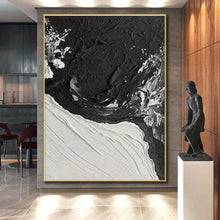 Load image into Gallery viewer, Custom Large Black - White Textured Contrast - Perfect for Modern Art Gallery &amp; Industrial - Chic Office LargeART0735
