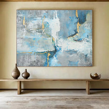 Load image into Gallery viewer, Abstract Blue and Gold Painting on Canvas - “Ethereal Hues” DKH756
