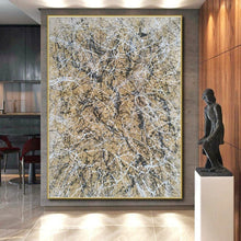Load image into Gallery viewer, Golden - White Splatter Web Art for Boho - Chic Living Room &amp; Art Gallery Pop - up LargeART0906
