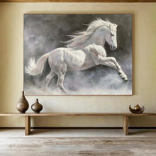 Load image into Gallery viewer, Hand - painted Majestic White Horse Acrylic Art for Equestrian - Inspired Living Spaces LargeART1744
