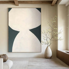 Load image into Gallery viewer, White &amp; Dark Green Abstract Hourglass - Shaped Acrylic Art, Great for Eclectic Study &amp; Nature - Inspired Hallway LargeART0999
