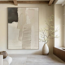 Load image into Gallery viewer, “Layered Neutral Abstraction” - Beige, Black Abstract Art on Canvas DKH1162
