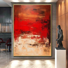 Load image into Gallery viewer, Large - Scale Intense Red Abstract Art for Luxury Hotel Lobby &amp; Dramatic Home Office LargeART0482
