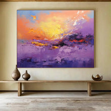 Load image into Gallery viewer, Vibrant Purple and Orange Sunset Abstract acrylic painting DLZ084
