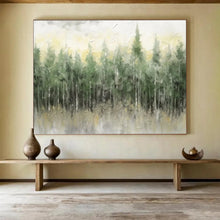 Load image into Gallery viewer, Misty Forest in Green and Gray Abstract acrylic painting DLZ065
