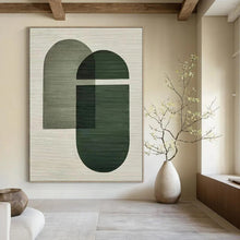 Load image into Gallery viewer, Oversized Hand - painted Green Geometric Overlaps Acrylic Art for Mid - Century Modern Studies LargeART0165
