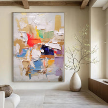 Load image into Gallery viewer, “Rainbow Palette Knife Cascade” Abstract Painting on Canvas, Bohemian Studio Decor DKH1057
