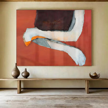 Load image into Gallery viewer, Hand - painted Large - dimension Orange - Background Collage Acrylic Art for Bold Living Rooms LargeART1783
