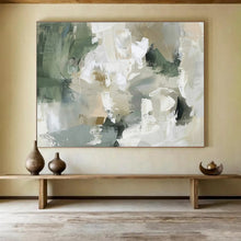 Load image into Gallery viewer, Green &amp; Neutral Abstract Shape Painting - Perfect for Nature - Inspired Living Room &amp; Eco - Friendly Office DKH045

