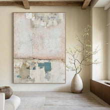 Load image into Gallery viewer, Hand - painted Large - sized Pastel - Toned Abstract Collage Acrylic Art for Feminine Bedrooms LargeART0109
