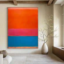 Load image into Gallery viewer, “Orange, Pink and Blue Color - Blocked Abstract” - Color - Field Abstract Art on Canvas DKH1604

