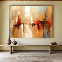 Load image into Gallery viewer, Warm - Toned Abstract Cityscape Painting for Retro - Style Living Room &amp; Urban Café DKH278
