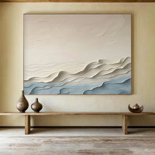 Load image into Gallery viewer, “Beige and Blue Textured Waves” - 3D - Effect Abstract Acrylic, Ideal for Minimalist Living Room and Spa DLZ251
