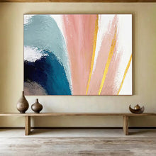 Load image into Gallery viewer, Pastel - Hued Abstract Painting with Gold Accents for Bohemian Bedroom &amp; Chic Café DKH216
