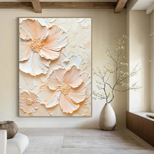 Load image into Gallery viewer, “Peach Floral Textured Art” - 3D Flower Art on Canvas DKH1389
