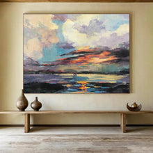 Load image into Gallery viewer, Colorful Sunset Abstract Painting for Beach House Veranda &amp; Boho - Chic Living Room DKH197
