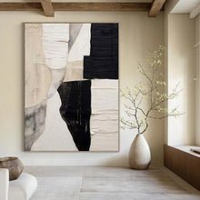 Load image into Gallery viewer, Grand Hand - painted Black &amp; White Textured Collage Art for Contemporary Lounges LargeART0157
