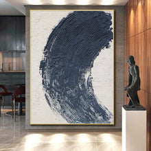 Load image into Gallery viewer, Bold Blue Abstract Stroke Art – Great for Modern Entryway &amp; Artist’s Studio Accent Wall LargeART0680
