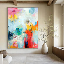 Load image into Gallery viewer, “Pastel Color Cascade” Abstract Painting on Canvas, Bohemian Bedroom Charm DKH1065
