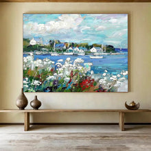 Load image into Gallery viewer, Colorful Coastal Village Abstract Painting On Canvas DKH450
