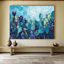 Load image into Gallery viewer, Blue Cactus “Desert Blossom” Painting on Canvas, Southwest - Themed Art DKH827

