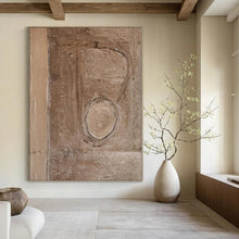 Load image into Gallery viewer, Abstract Brown Symbol Abstract Canvas Painting, Ideal for Rustic Office &amp; Art - Curious Hallway LargeART1201
